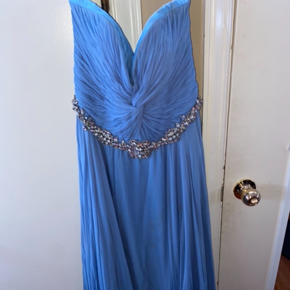 Strapless light blue long dress